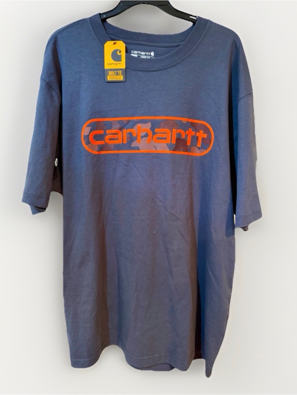 NEW Carhartt Loose Fit Front Logo T Shirt Mens L Short Sleeve Gray Camo NWT